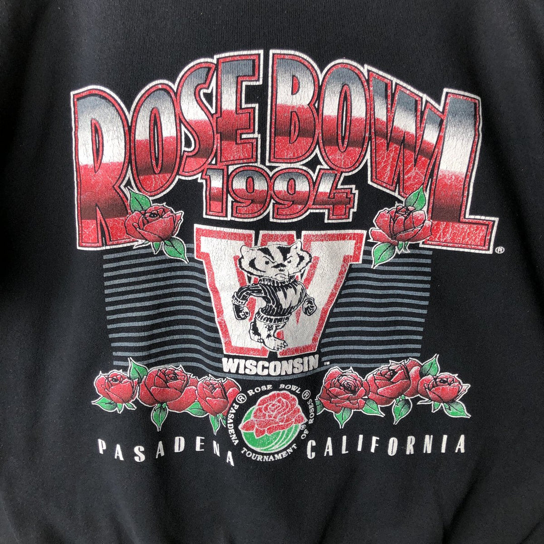 Vintage 90'S Tartex Rose Bowl College Character Sweatshirt, Made in USA, Men's XL cotton black type Vintage Second Hand