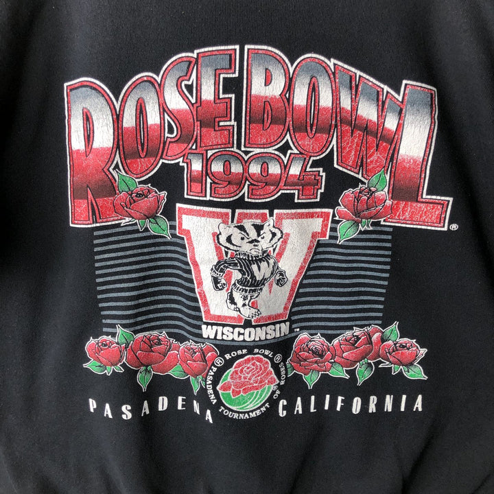 Vintage 90'S Tartex Rose Bowl College Character Sweatshirt, Made in USA, Men's XL cotton black type Vintage Second Hand