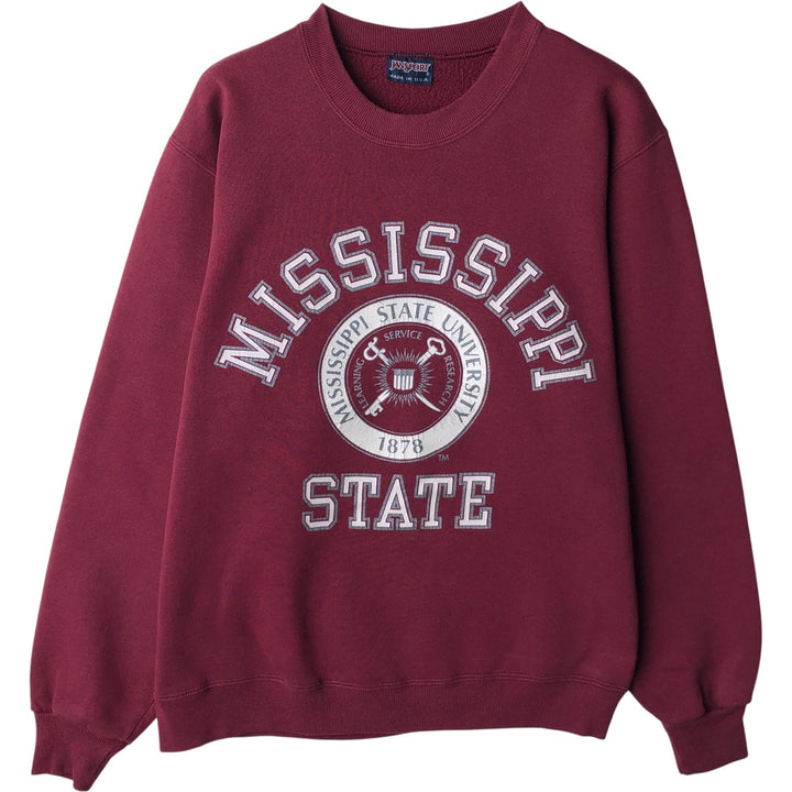 80s-90'S Jansport Triple Print College Sweatshirt, Made in USA, Men's Size L (Equivalent), Vintage cotton wine-red Vintage Second Hand