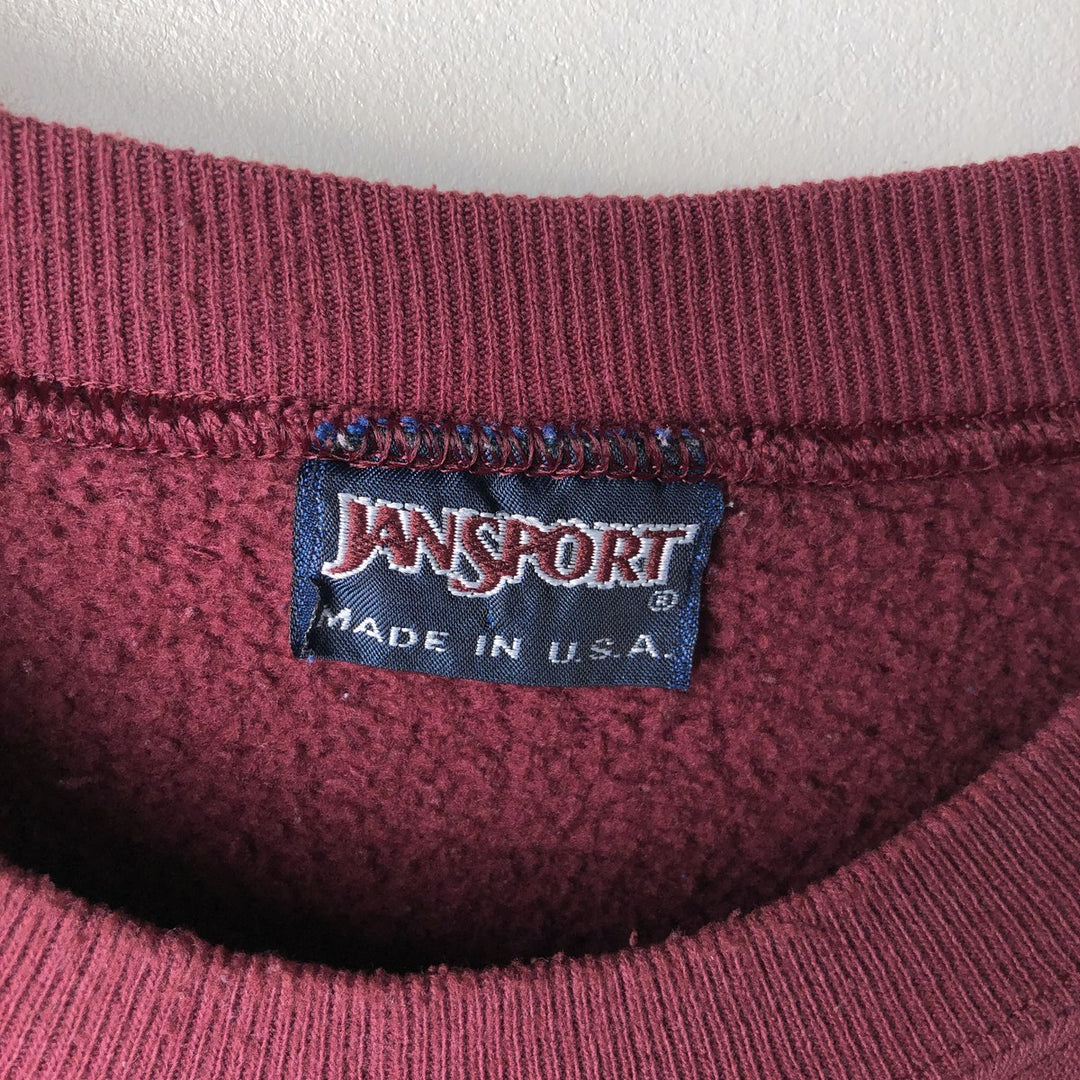 80s-90'S Jansport Triple Print College Sweatshirt, Made in USA, Men's Size L (Equivalent), Vintage cotton wine-red Vintage Second Hand