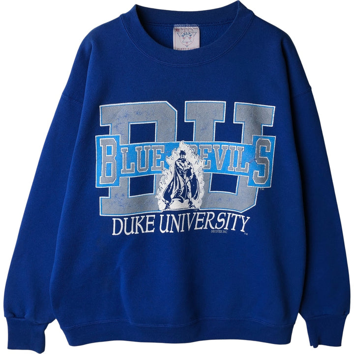Vintage 80s-90'S Delta Fifty-Fifty college sweatshirt, Made in USA, Men's XL polyester blue type Vintage Second Hand
