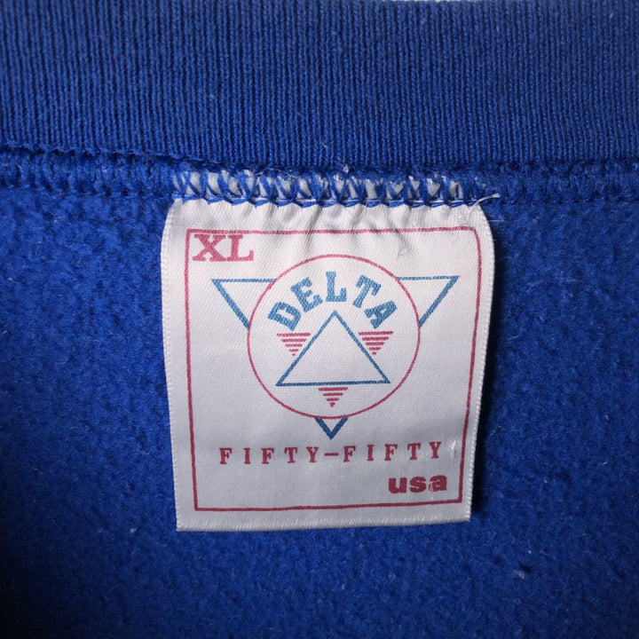 Vintage 80s-90'S Delta Fifty-Fifty college sweatshirt, Made in USA, Men's XL polyester blue type Vintage Second Hand