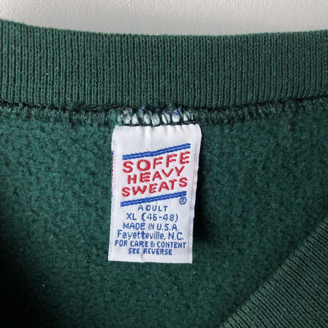 Vintage 90'S SOFFE HEAVY SWEATS college sweatshirt, made in the USA, men's size XL polyester green type Vintage Second Hand