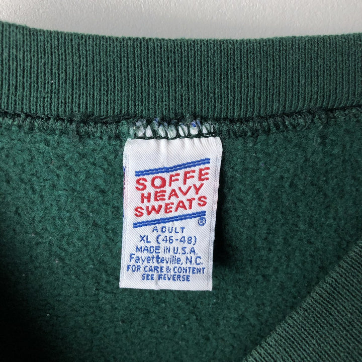 Vintage 90'S SOFFE HEAVY SWEATS college sweatshirt, made in the USA, men's size XL polyester green type Vintage Second Hand