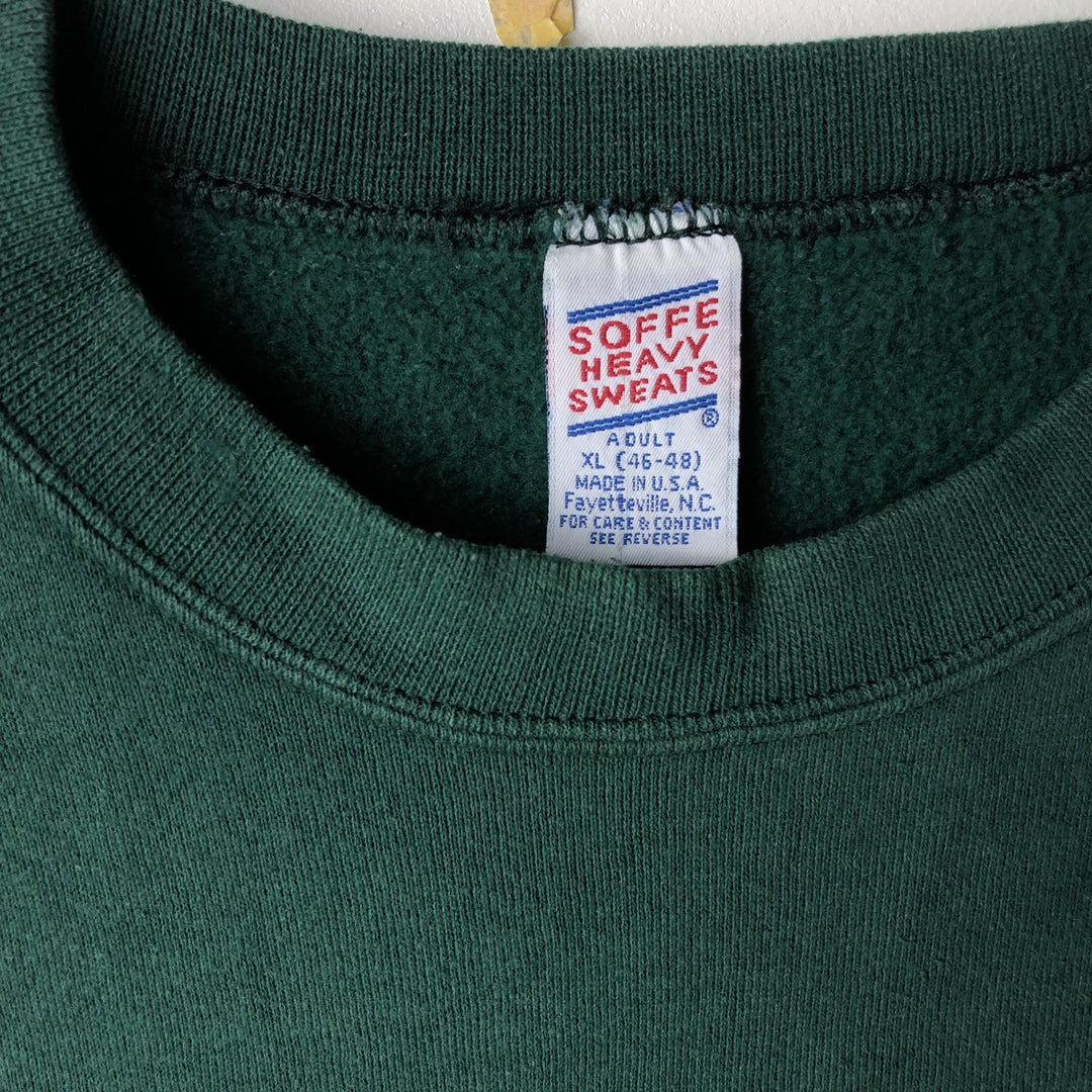 Vintage 90'S SOFFE HEAVY SWEATS college sweatshirt, made in the USA, men's size XL polyester green type Vintage Second Hand