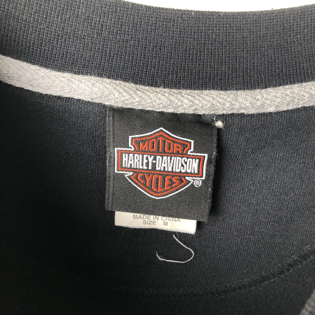 Harley-Davidson Skull Pattern Advertising Sweatshirt, Men's Size Medium cotton black type Vintage Second Hand