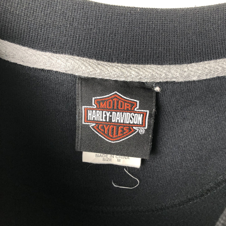 Harley-Davidson Skull Pattern Advertising Sweatshirt, Men's Size Medium cotton black type Vintage Second Hand