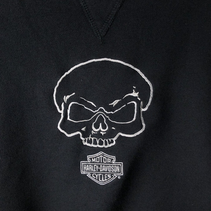 Harley-Davidson Skull Pattern Advertising Sweatshirt, Men's Size Medium cotton black type Vintage Second Hand