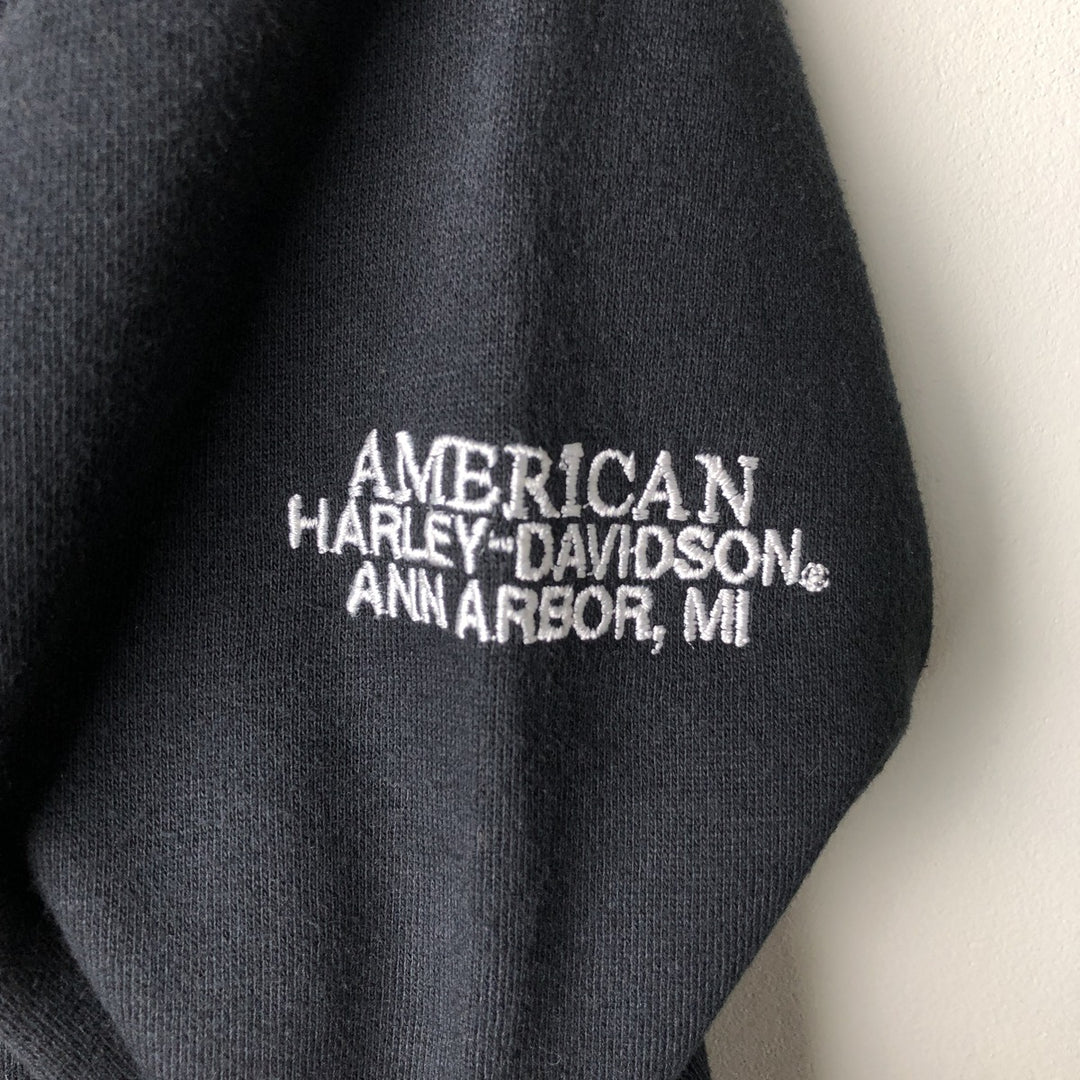 Harley-Davidson Skull Pattern Advertising Sweatshirt, Men's Size Medium cotton black type Vintage Second Hand