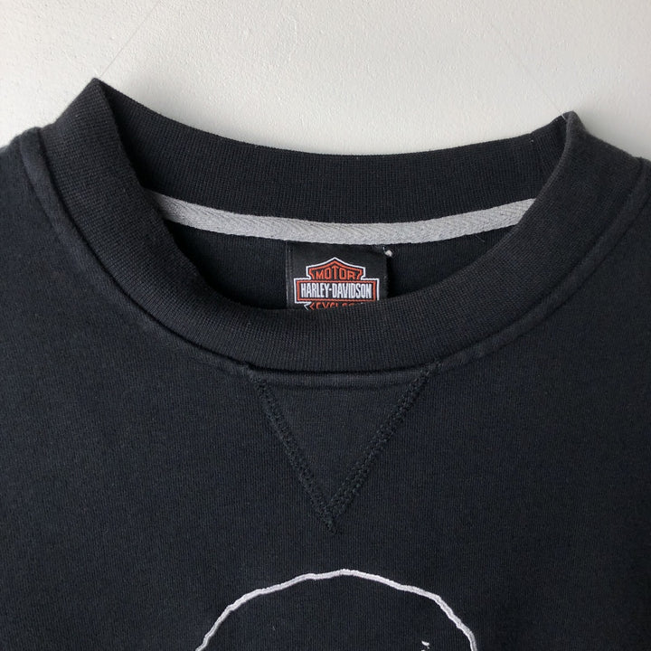 Harley-Davidson Skull Pattern Advertising Sweatshirt, Men's Size Medium cotton black type Vintage Second Hand