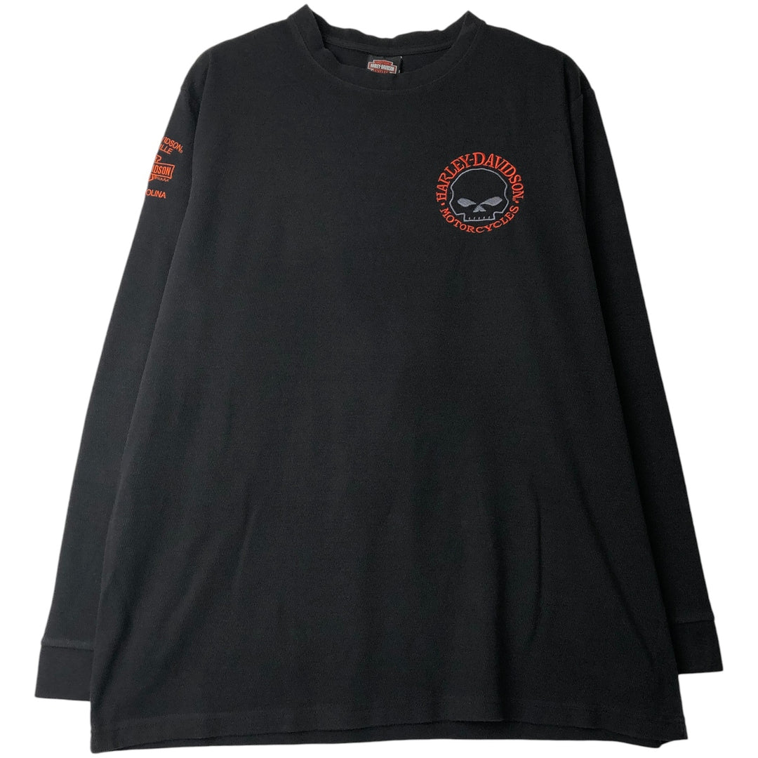 Harley-Davidson Skull Pattern Thermal Long T-Shirt, Honeycomb, Men's XXL cotton black type Vintage Second Hand