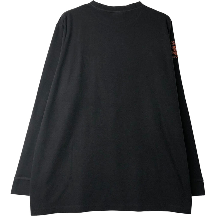 Harley-Davidson Skull Pattern Thermal Long T-Shirt, Honeycomb, Men's XXL cotton black type Vintage Second Hand