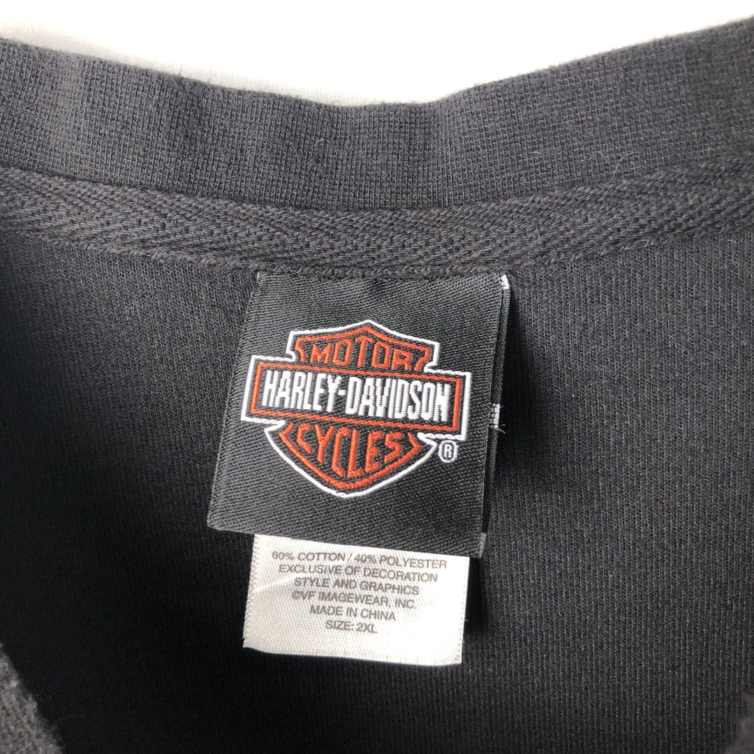 Harley-Davidson Skull Pattern Thermal Long T-Shirt, Honeycomb, Men's XXL cotton black type Vintage Second Hand