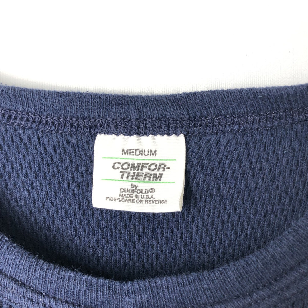 COMFOR-THERM Thermallon T-shirt, Honeycomb, Made in USA, Men's Size M cotton navy blue type Vintage Second Hand