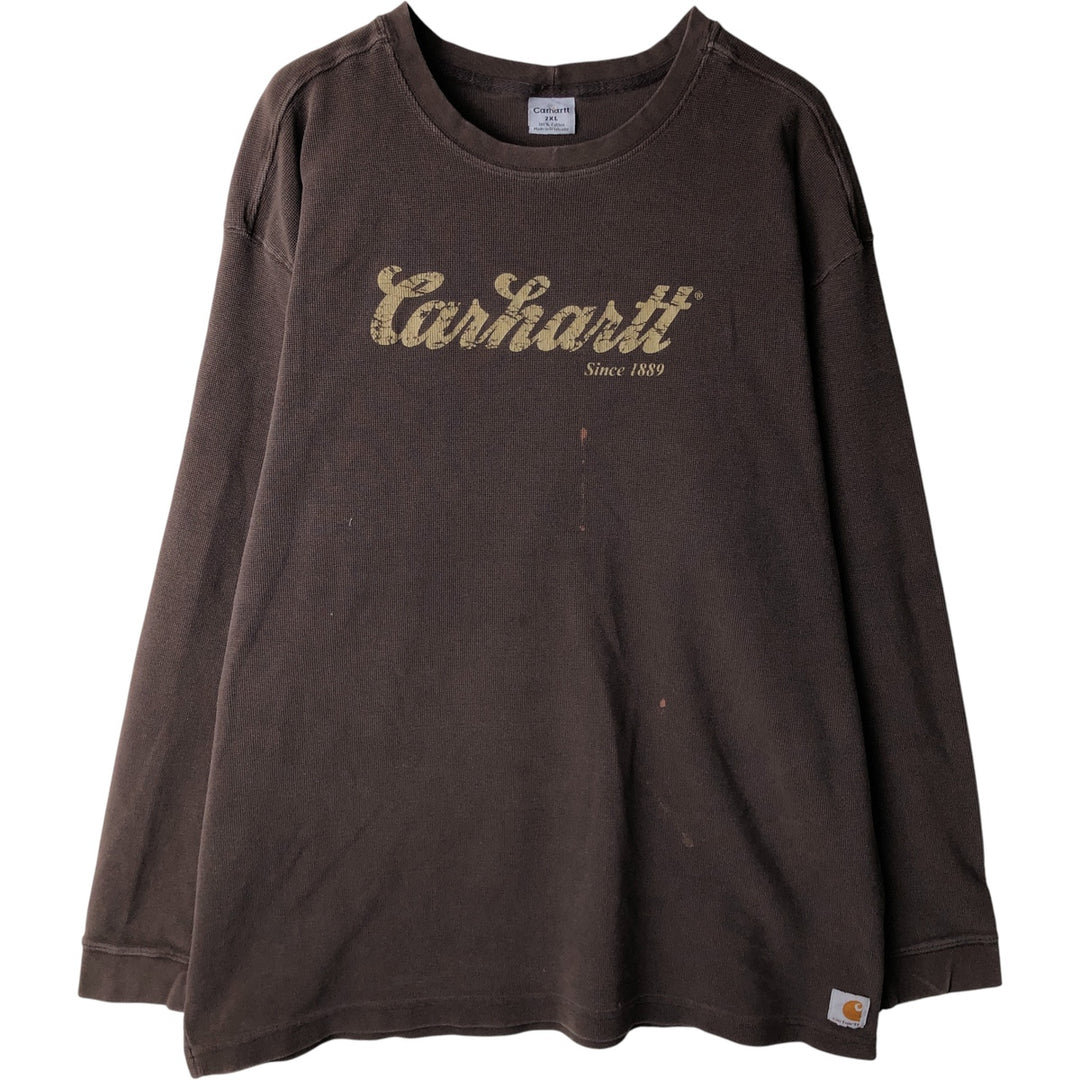 Carhartt Thermal Long T-Shirt, Waffle, Men's XXL cotton brown type Vintage Second Hand