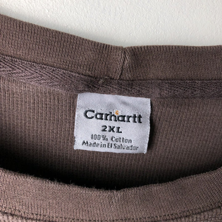 Carhartt Thermal Long T-Shirt, Waffle, Men's XXL cotton brown type Vintage Second Hand