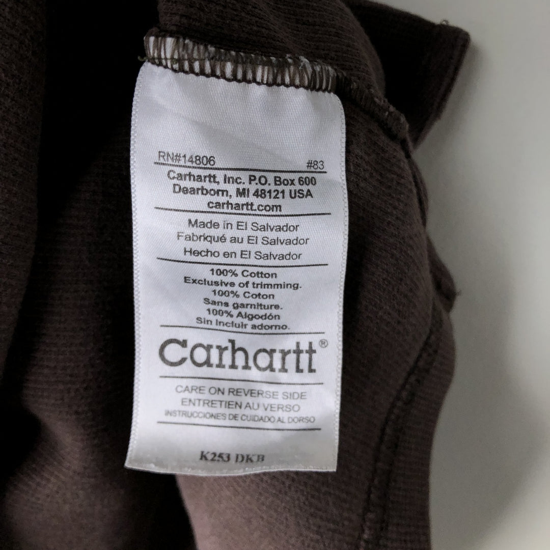Carhartt Thermal Long T-Shirt, Waffle, Men's XXL cotton brown type Vintage Second Hand