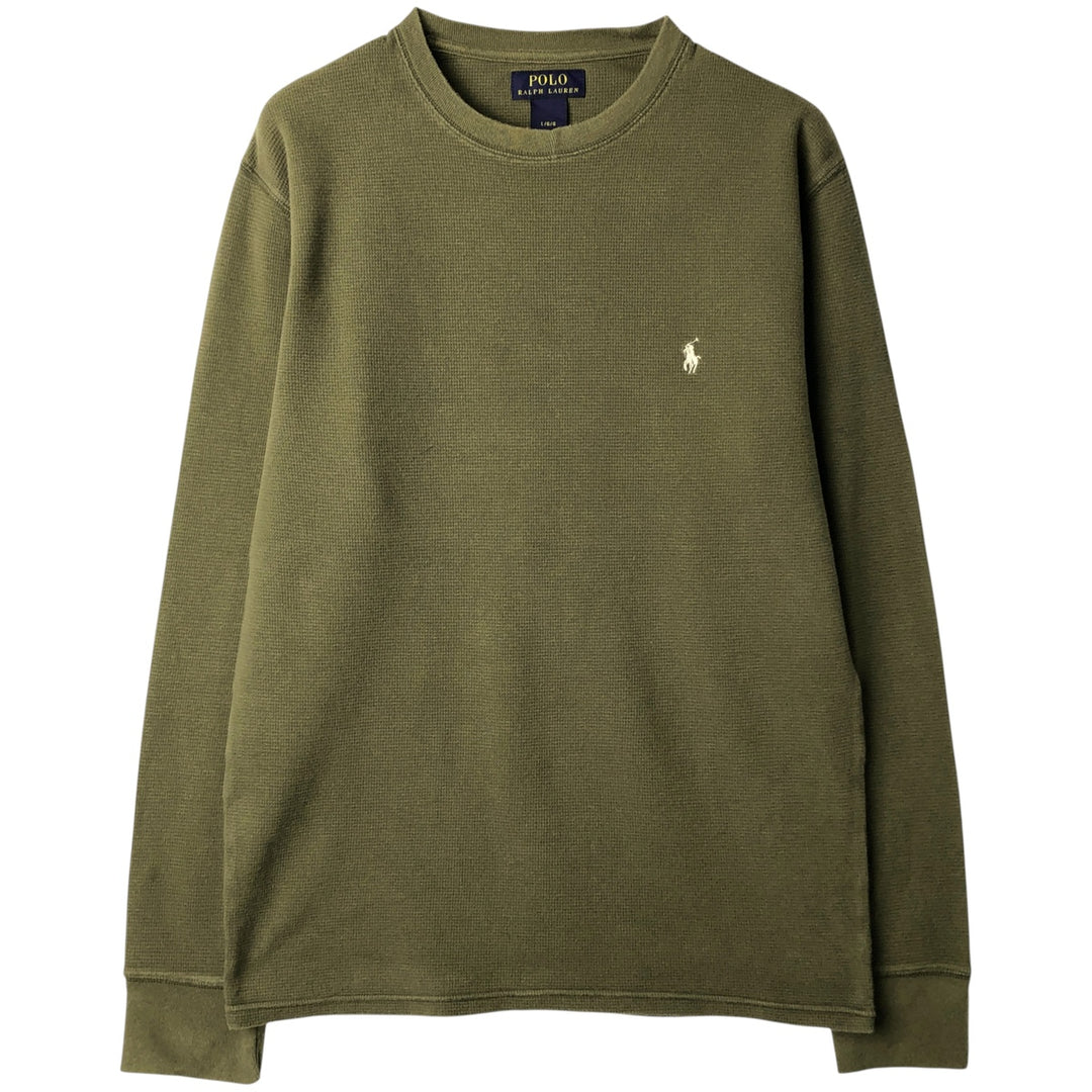 Ralph Lauren POLO RALPH LAUREN Thermal Ron T Waffle Men's L size cotton Khaki type Vintage Second Hand