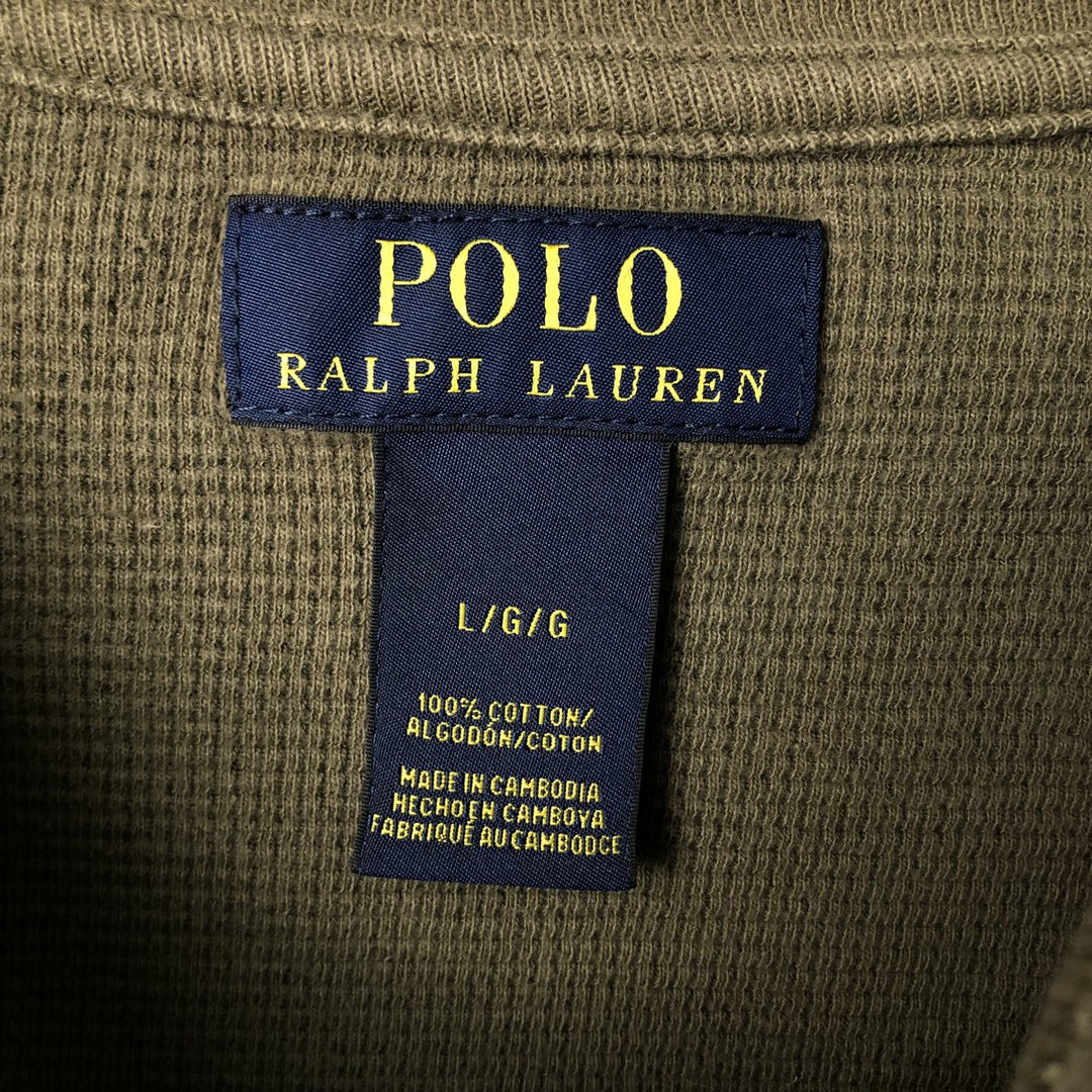Ralph Lauren POLO RALPH LAUREN Thermal Ron T Waffle Men's L size cotton Khaki type Vintage Second Hand