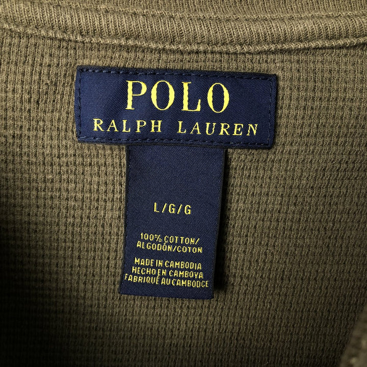 Ralph Lauren POLO RALPH LAUREN Thermal Ron T Waffle Men's L size cotton Khaki type Vintage Second Hand