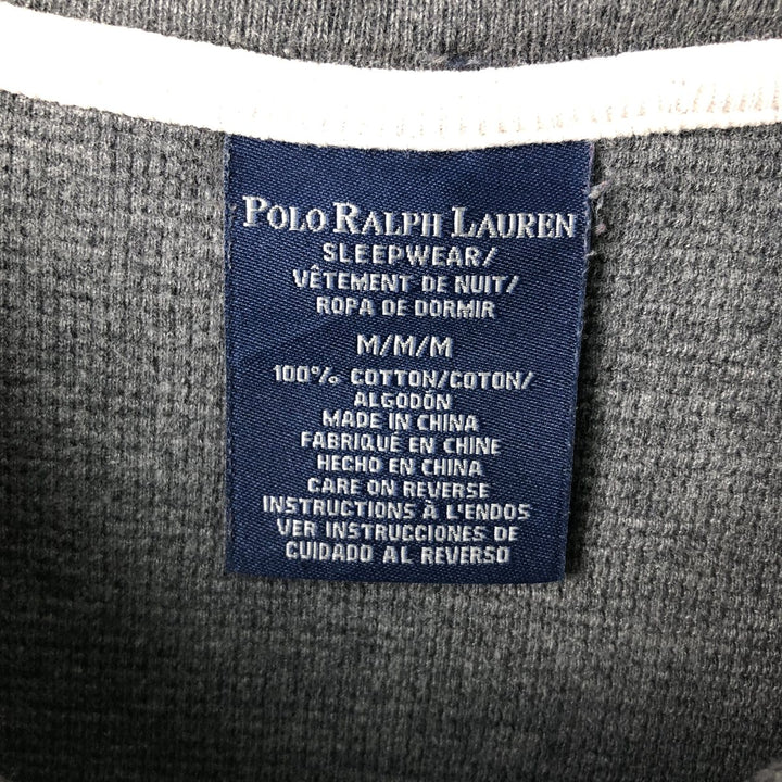 Ralph Lauren POLO RALPH LAUREN SLEEPWEAR Thermal Long T-Shirt, Men's Size Medium cotton gray type Vintage Second Hand