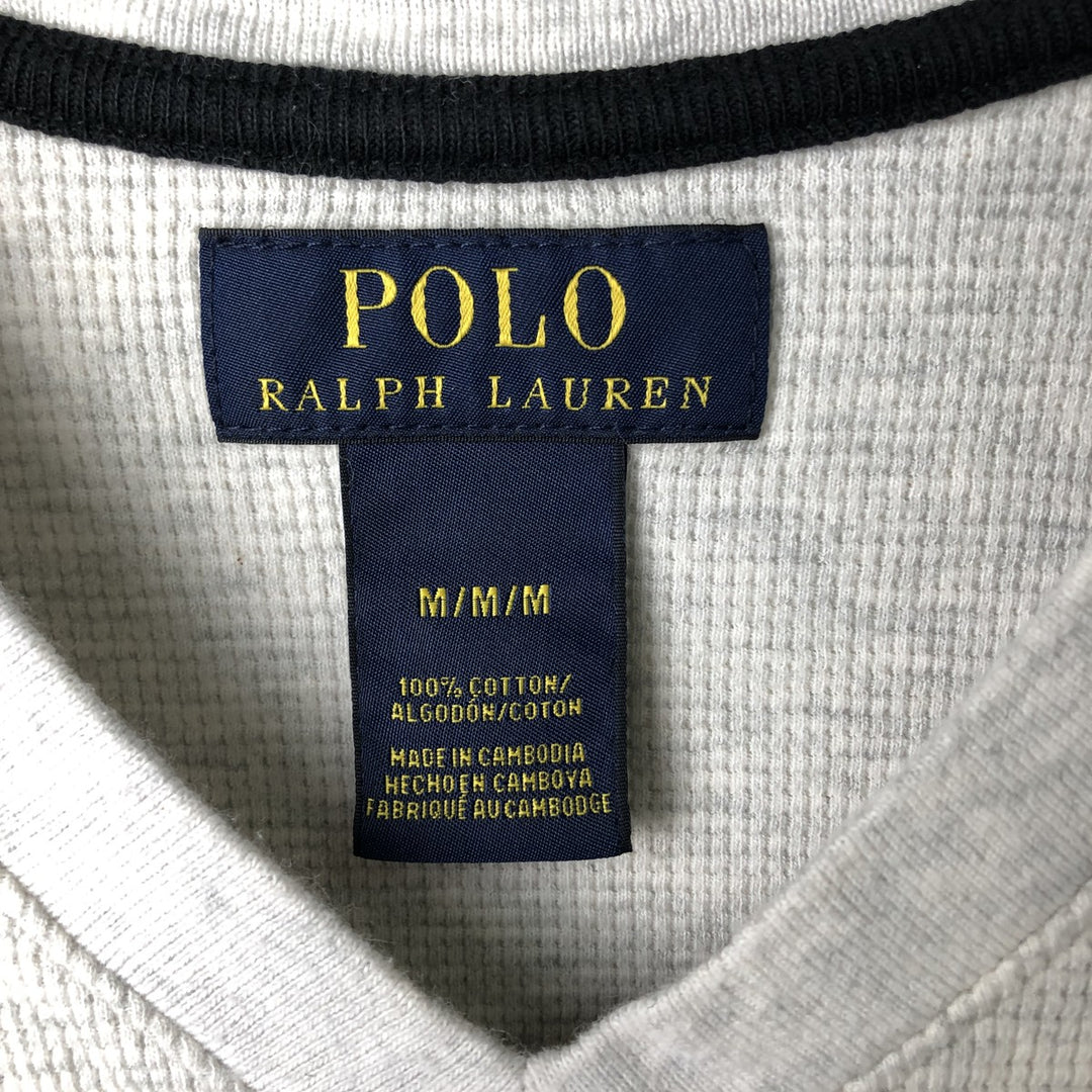 Ralph Lauren POLO RALPH LAUREN Thermal Long T-Shirt, Men's Size M cotton gray type Vintage Second Hand