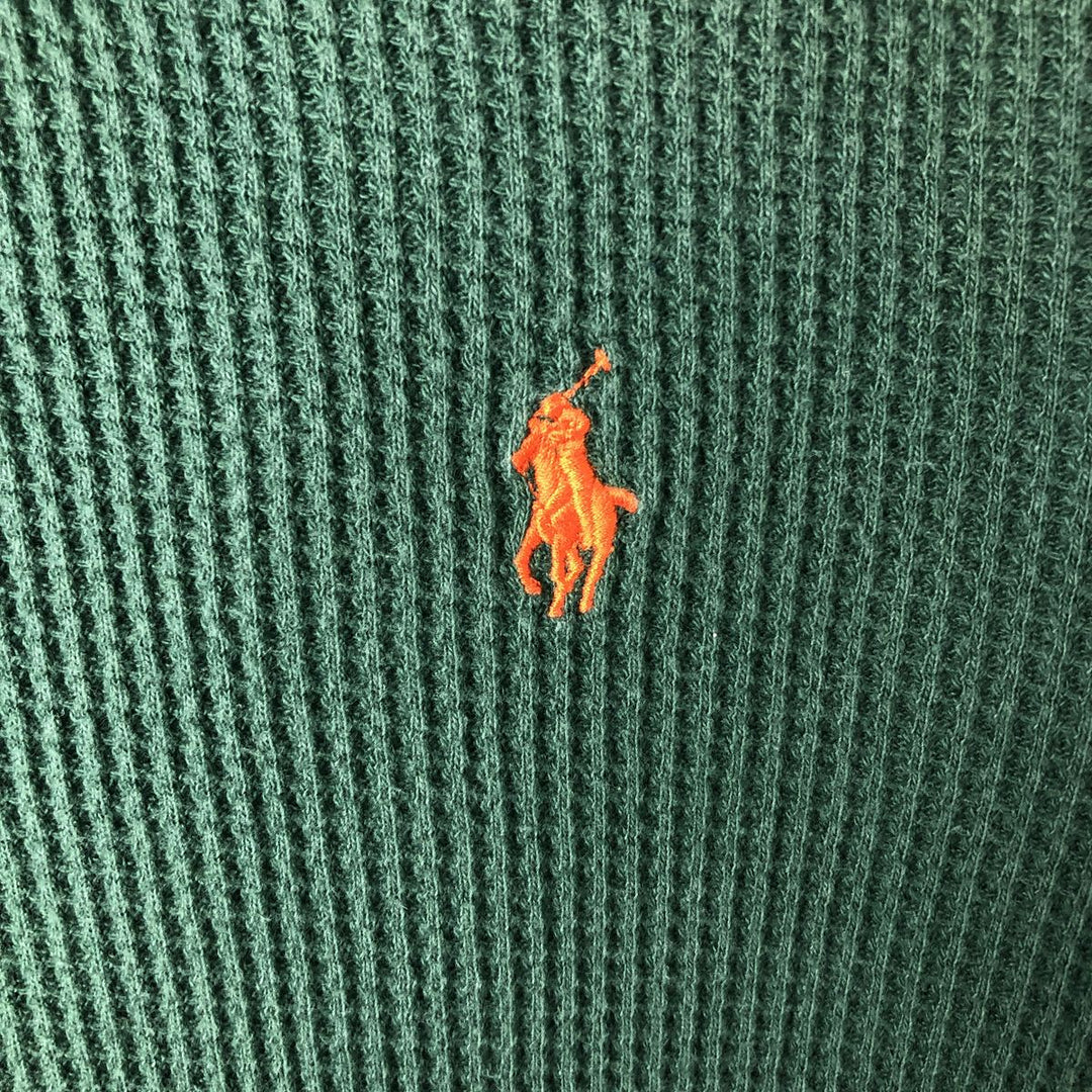 Ralph Lauren POLO RALPH LAUREN hooded thermal long T-shirt, men's size S cotton green type Vintage Second Hand