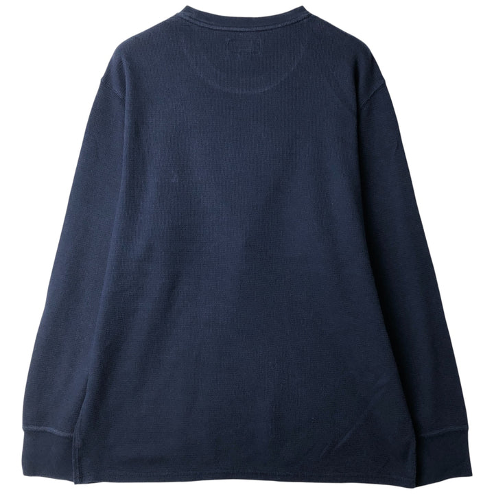 Ralph Lauren POLO RALPH LAUREN SLEEPWEAR Thermal Long-Sleeve T-Shirt, Waffle Knit, Made in Cambodia, Men's Size XL (approx.) cotton navy blue type Vintage Second Hand