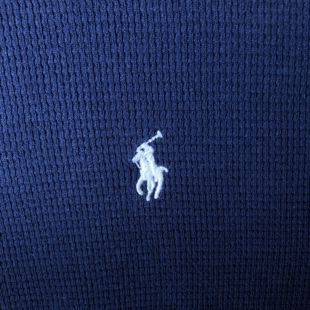Ralph Lauren POLO RALPH LAUREN SLEEPWEAR Thermal Long-Sleeve T-Shirt, Waffle Knit, Made in Cambodia, Men's Size XL (approx.) cotton navy blue type Vintage Second Hand
