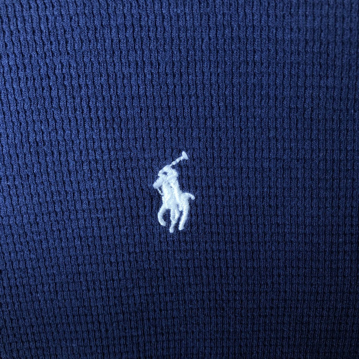 Ralph Lauren POLO RALPH LAUREN SLEEPWEAR Thermal Long-Sleeve T-Shirt, Waffle Knit, Made in Cambodia, Men's Size XL (approx.) cotton navy blue type Vintage Second Hand