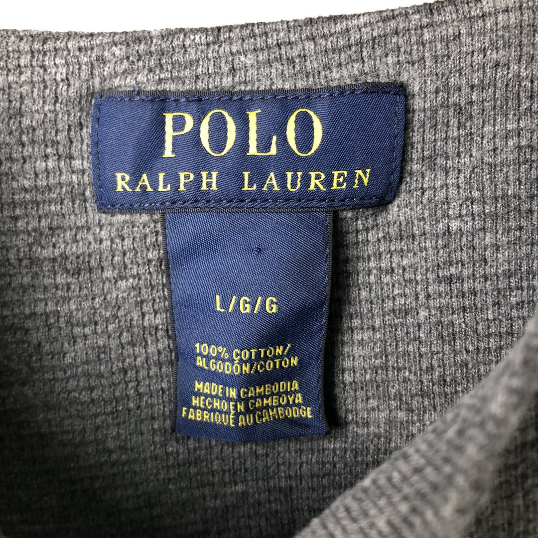 Ralph Lauren POLO RALPH LAUREN Thermal Ron T Waffle Men's L size cotton gray type Vintage Second Hand