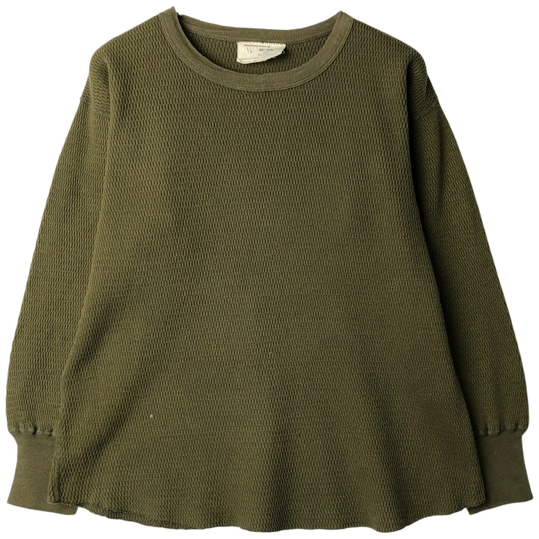 UNDERWEAR MILLS INC. Thermal Long-Sleeve T-Shirt, Honeycomb Pattern, Men's Size L (equivalent) cotton Khaki type Vintage Second Hand
