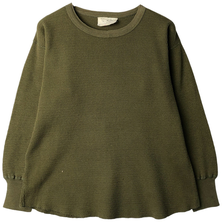 UNDERWEAR MILLS INC. Thermal Long-Sleeve T-Shirt, Honeycomb Pattern, Men's Size L (equivalent) cotton Khaki type Vintage Second Hand
