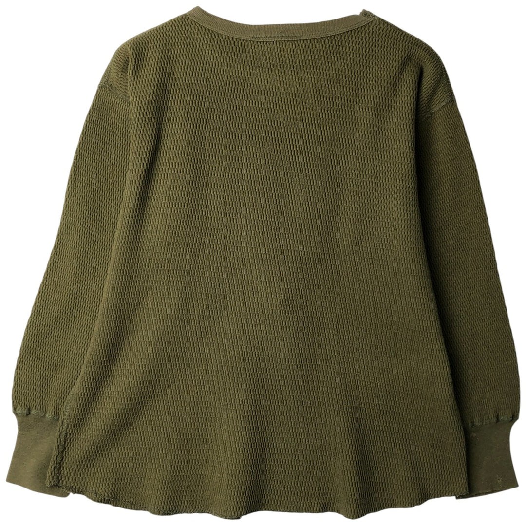 UNDERWEAR MILLS INC. Thermal Long-Sleeve T-Shirt, Honeycomb Pattern, Men's Size L (equivalent) cotton Khaki type Vintage Second Hand