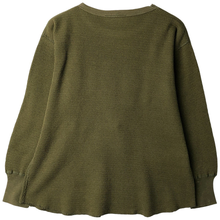 UNDERWEAR MILLS INC. Thermal Long-Sleeve T-Shirt, Honeycomb Pattern, Men's Size L (equivalent) cotton Khaki type Vintage Second Hand