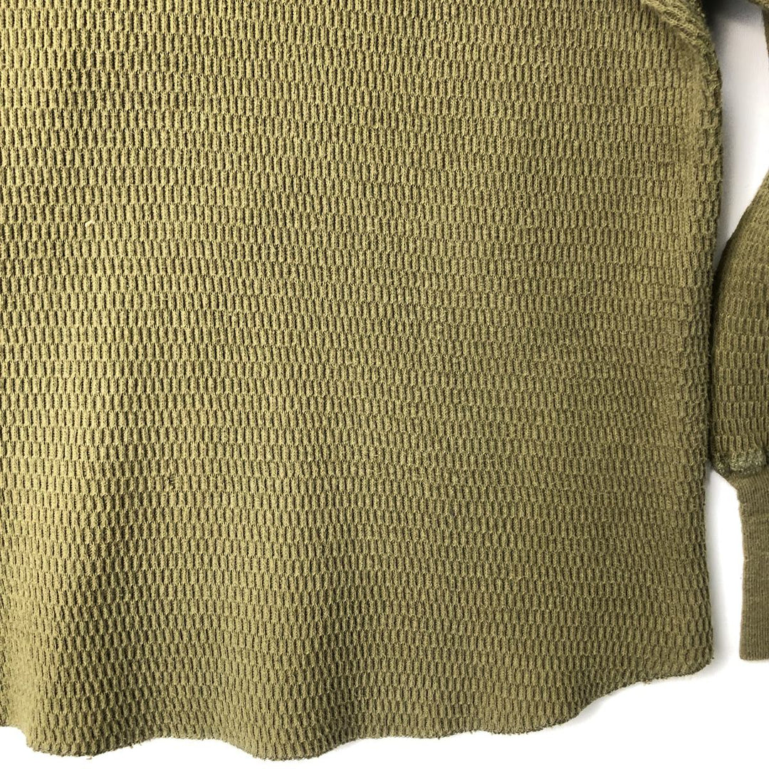 UNDERWEAR MILLS INC. Thermal Long-Sleeve T-Shirt, Honeycomb Pattern, Men's Size L (equivalent) cotton Khaki type Vintage Second Hand