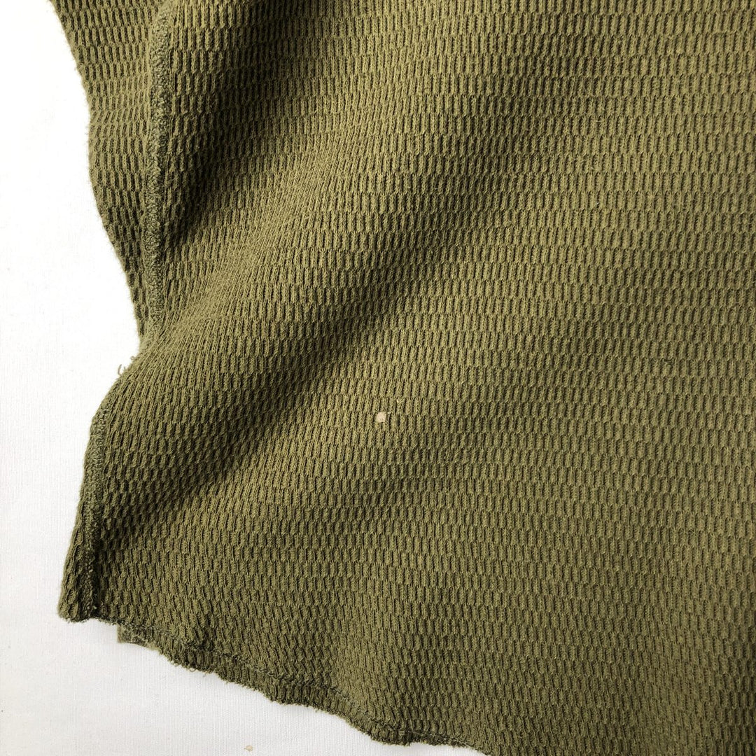 UNDERWEAR MILLS INC. Thermal Long-Sleeve T-Shirt, Honeycomb Pattern, Men's Size L (equivalent) cotton Khaki type Vintage Second Hand