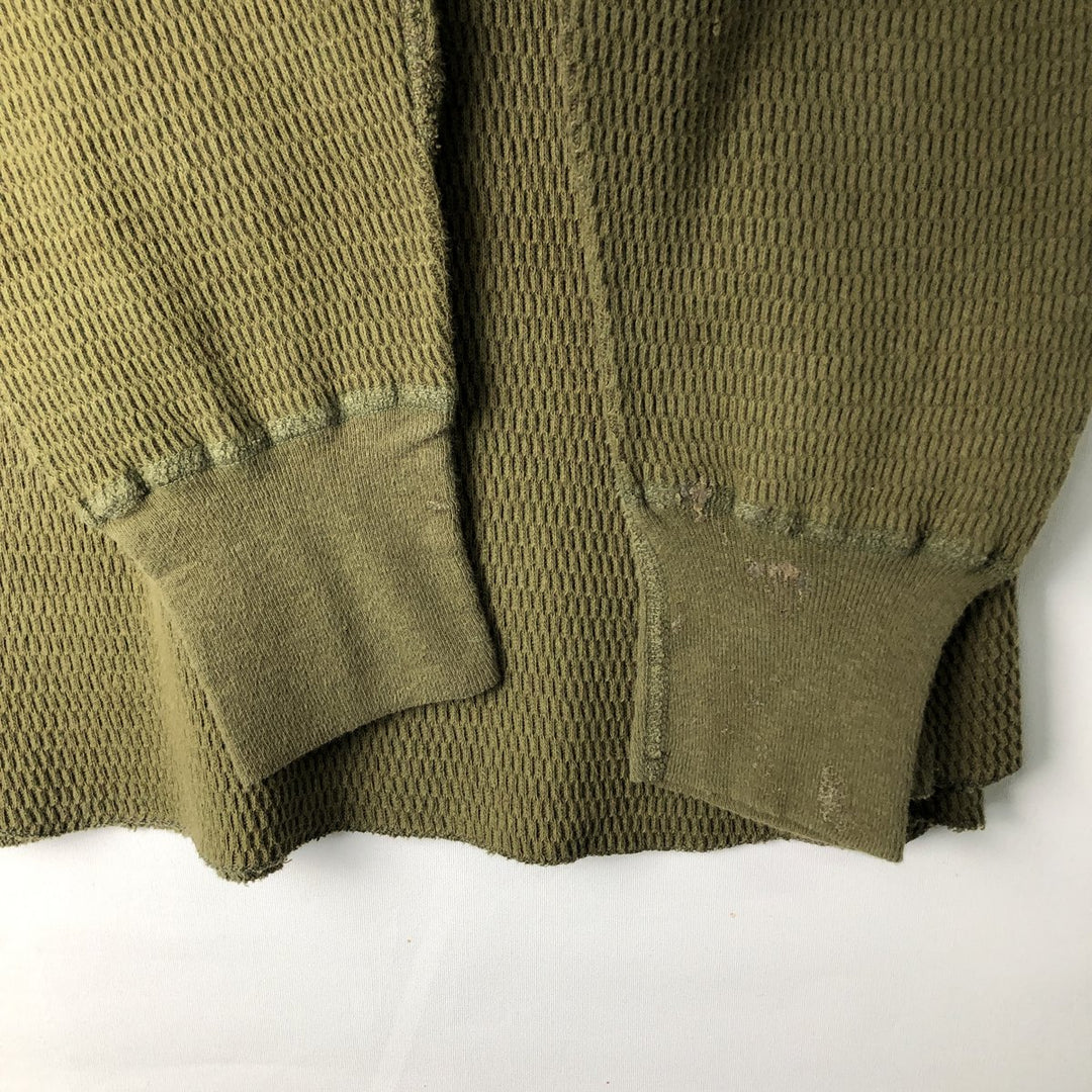 UNDERWEAR MILLS INC. Thermal Long-Sleeve T-Shirt, Honeycomb Pattern, Men's Size L (equivalent) cotton Khaki type Vintage Second Hand