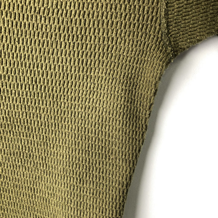 UNDERWEAR MILLS INC. Thermal Long-Sleeve T-Shirt, Honeycomb Pattern, Men's Size L (equivalent) cotton Khaki type Vintage Second Hand