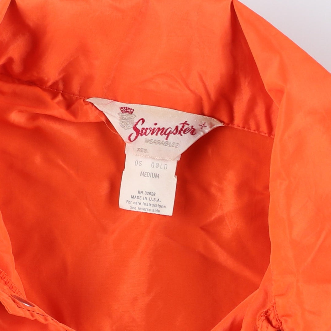 Vintage 1970'S Swingster collared nylon jacket, made in the USA, size M, men's Nylon orange type Vintage Second Hand