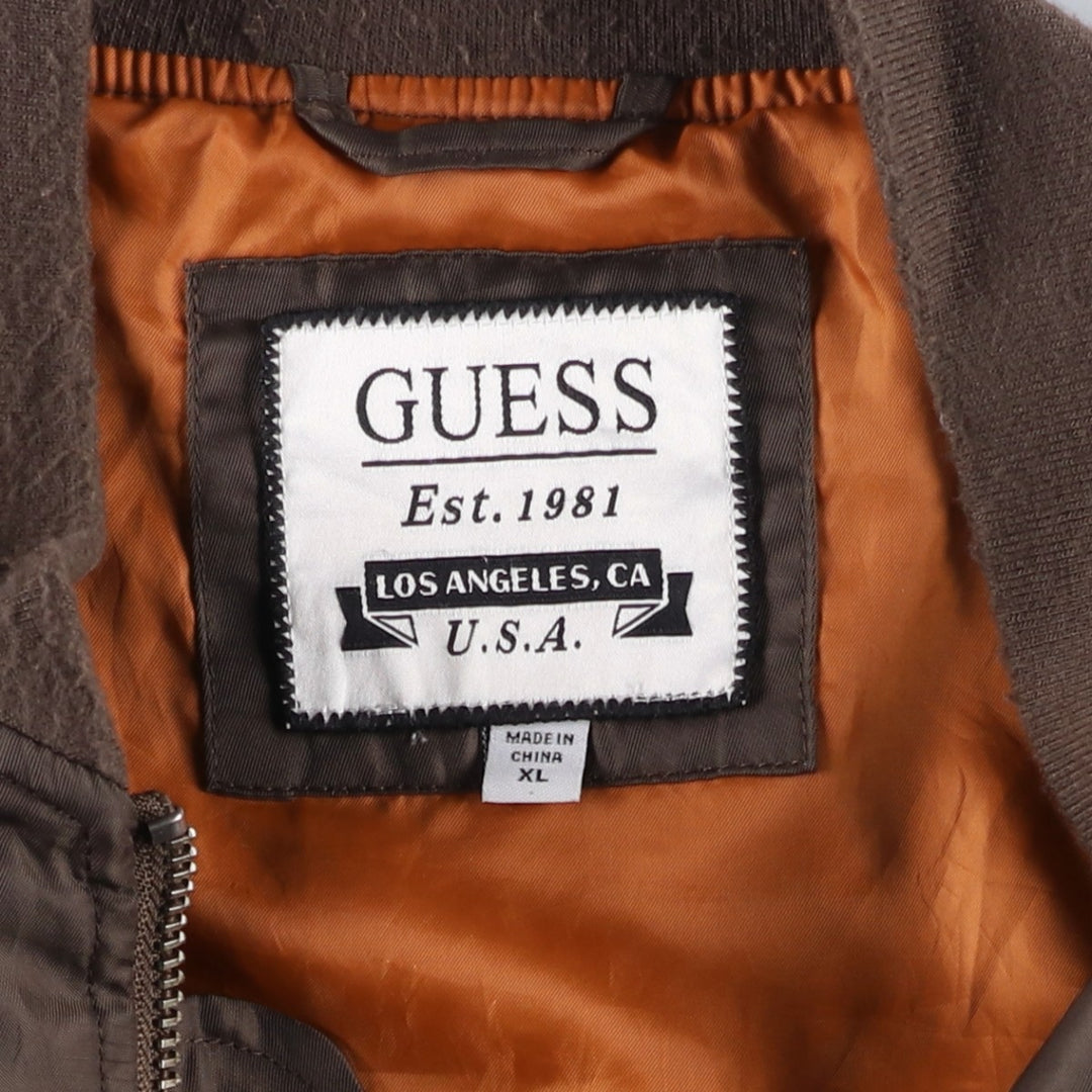 Guess MA-1 Military Flight Jacket, Men's Size XL Nylon brown type Vintage Second Hand