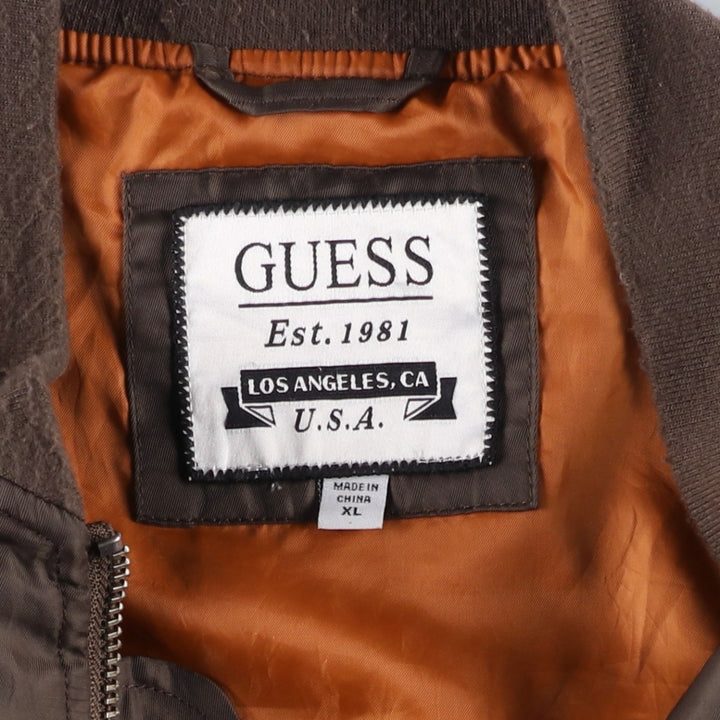 Guess MA-1 Military Flight Jacket, Men's Size XL Nylon brown type Vintage Second Hand