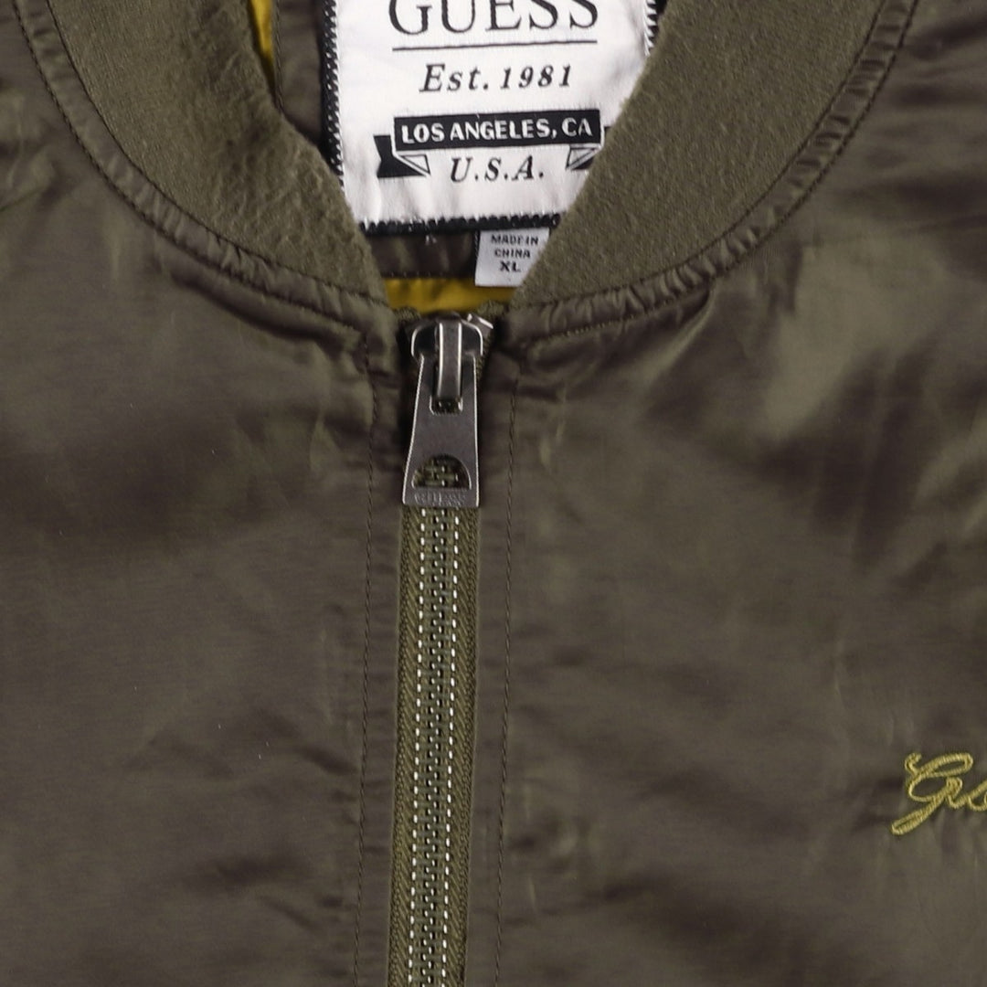 Guess MA-1 Military Flight Jacket, Men's Size XL Nylon brown type Vintage Second Hand