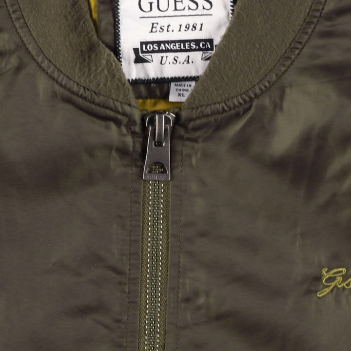 Guess MA-1 Military Flight Jacket, Men's Size XL Nylon brown type Vintage Second Hand
