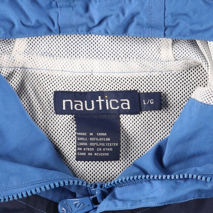 Vintage 90'S Nautica Anorak Parka, Men's Size L Nylon blue type Vintage Second Hand