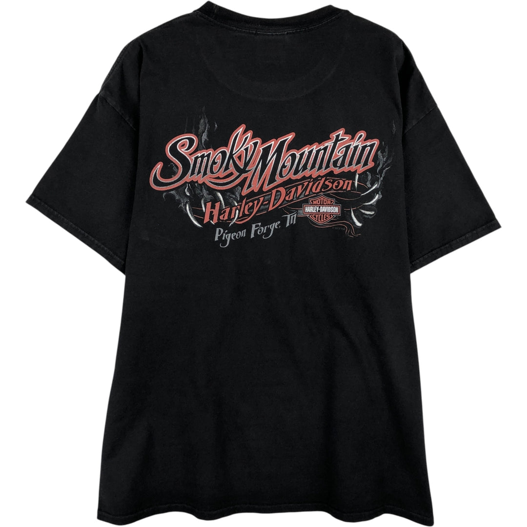 Harley-Davidson Bear Pattern Motorcycle T-Shirt, Men's Size XL (approx.) cotton black type Vintage Second Hand