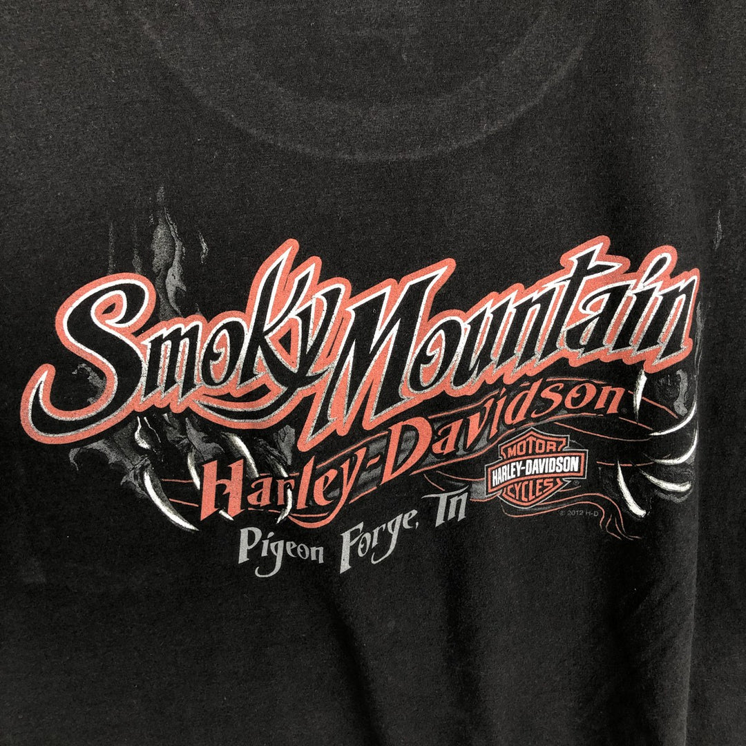 Harley-Davidson Bear Pattern Motorcycle T-Shirt, Men's Size XL (approx.) cotton black type Vintage Second Hand