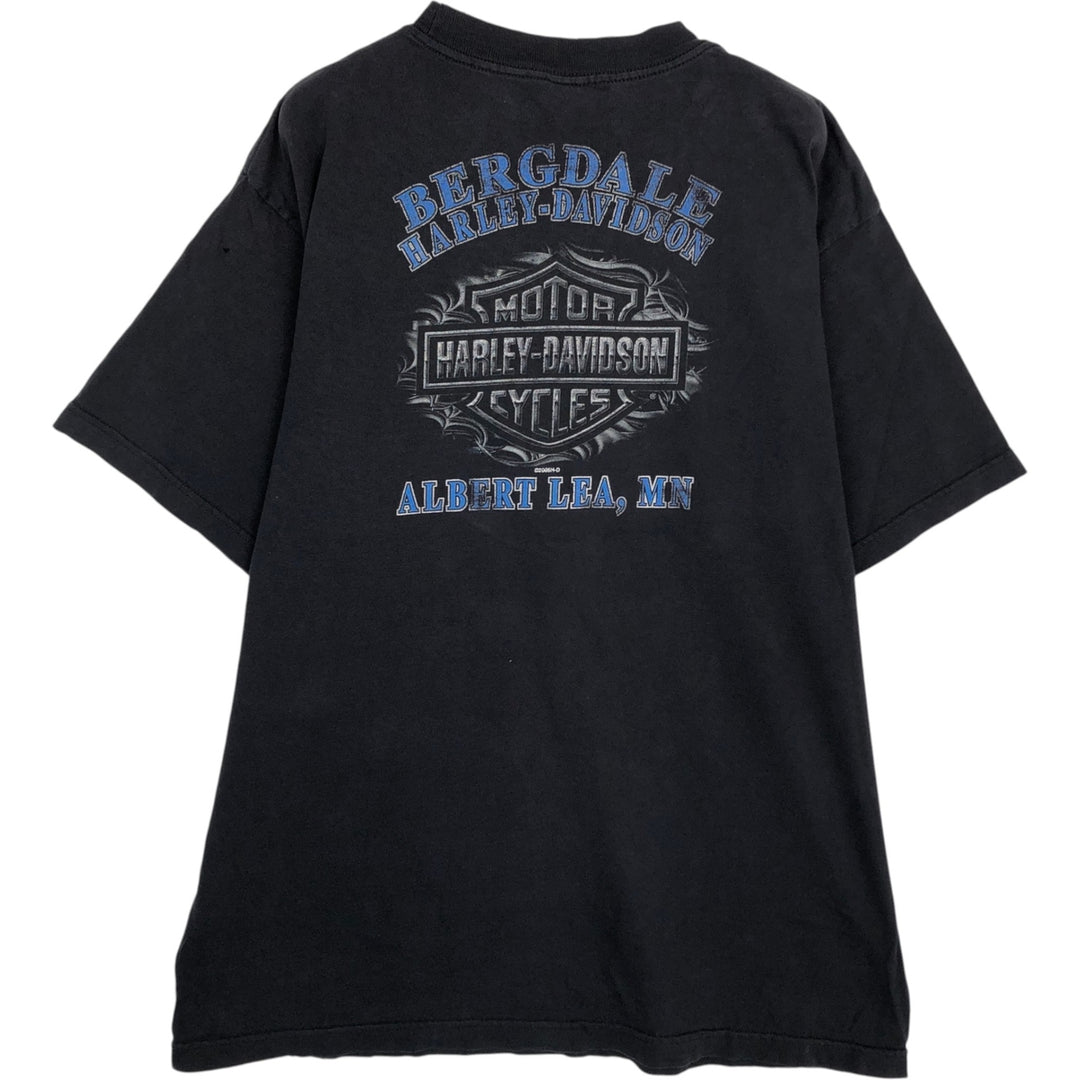 00'S Harley-Davidson Eagle Pattern Motorcycle Bike T-shirt Men's XL unclear black type Vintage Second Hand