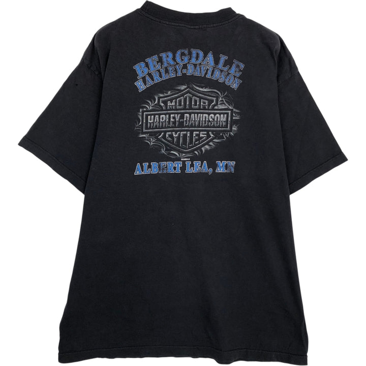 00'S Harley-Davidson Eagle Pattern Motorcycle Bike T-shirt Men's XL unclear black type Vintage Second Hand