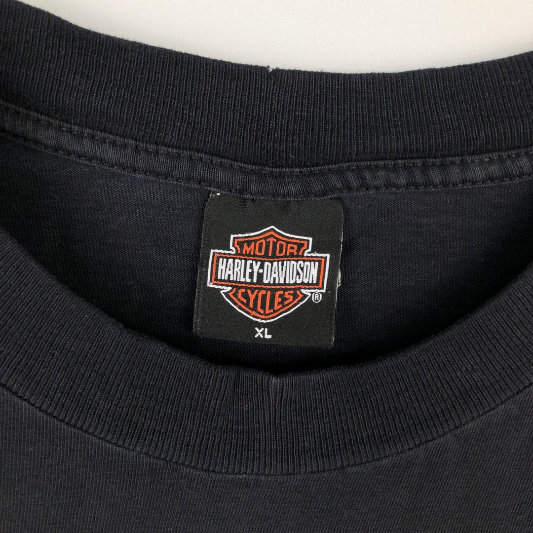 00'S Harley-Davidson Eagle Pattern Motorcycle Bike T-shirt Men's XL unclear black type Vintage Second Hand